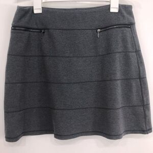 Athleta Gray Athletic Athleisure Double Zip Pocket Stitch Stripe A Line Skirt